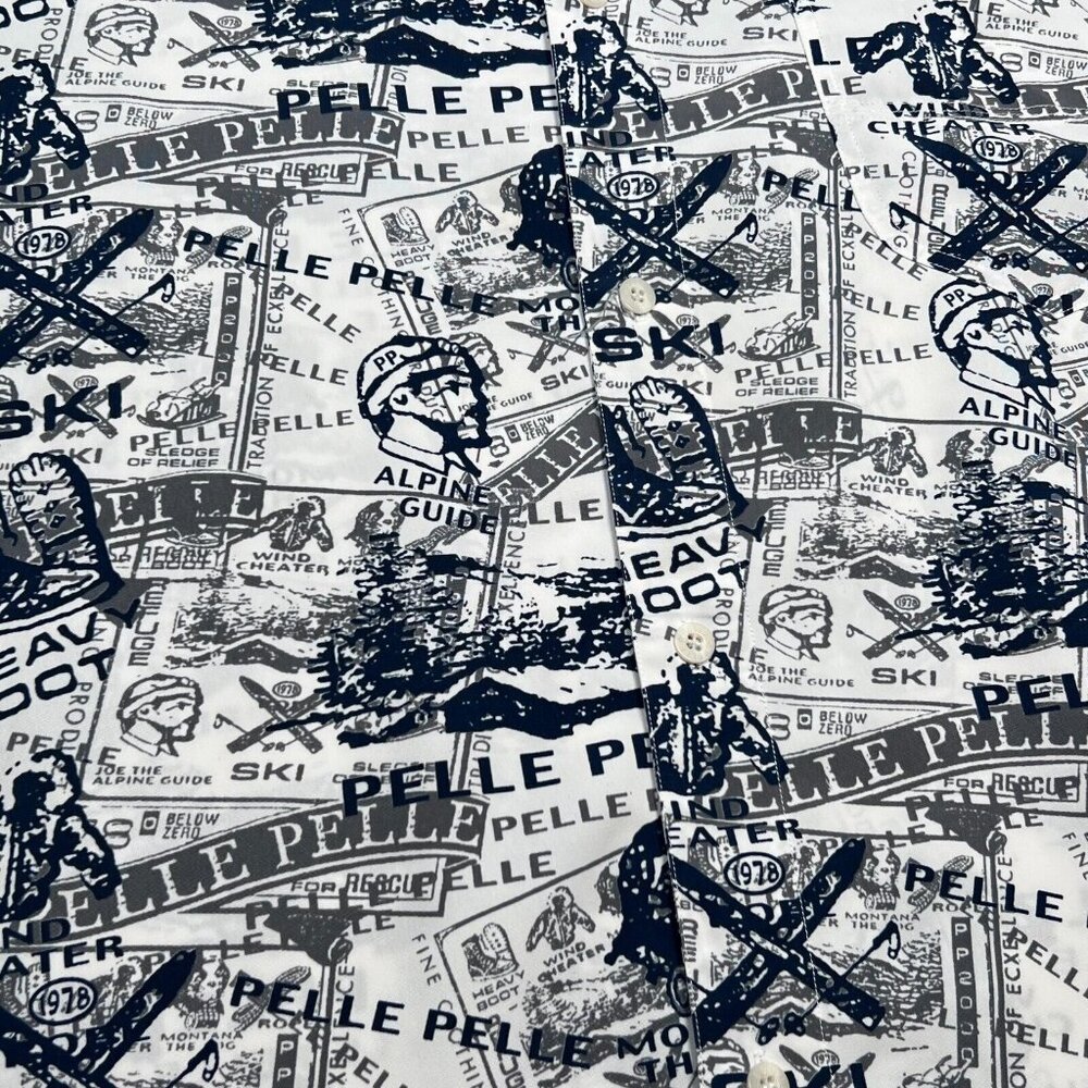 Pelle Pelle Marc Buchanan Shirt XXL AOP Mountain Ski Theme‎ Long Sleeve Blue - Picture 9 of 13